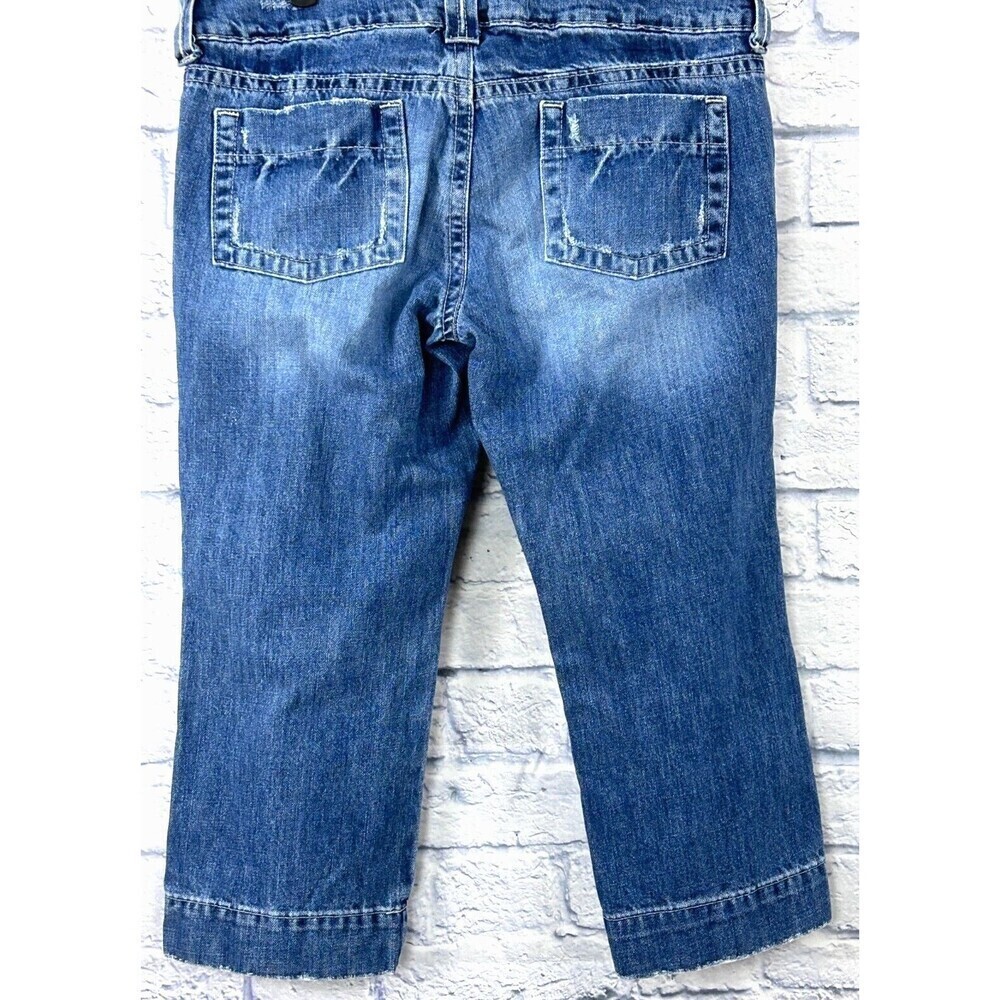 Old Navy Womens Sz 10/12 Ultra Low Waist Denim Jean Cropped Cuffed Distressed - Picture 2 of 12